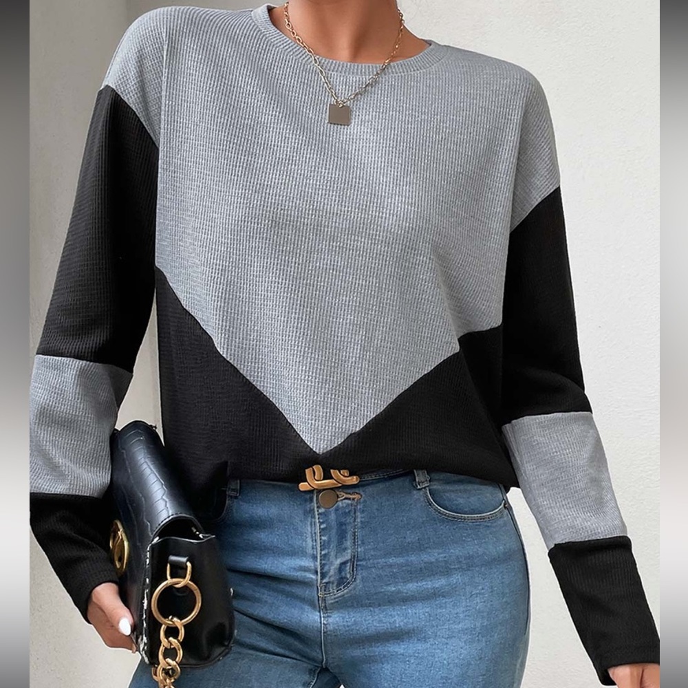 Shein Grey and Black Sweater